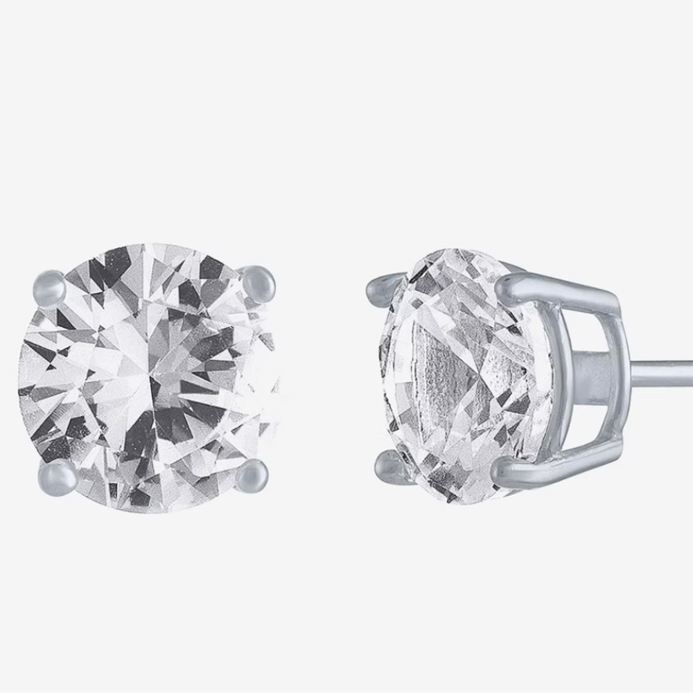 COPY - White Sapphire Stud Earrings In Sterling Silver
